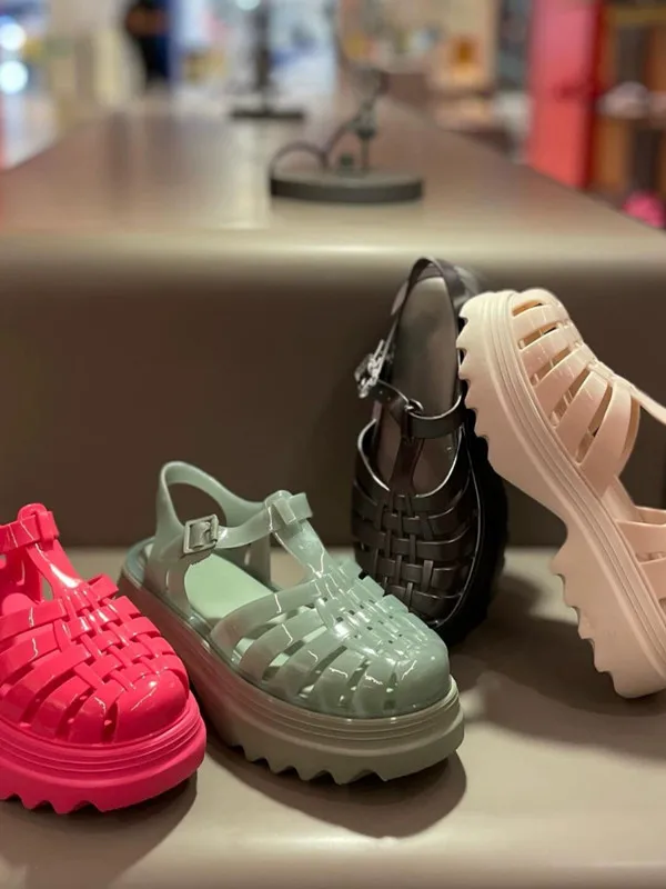 Женские туфли на платформе в римском стиле повседневные плетеные сандалии желе с