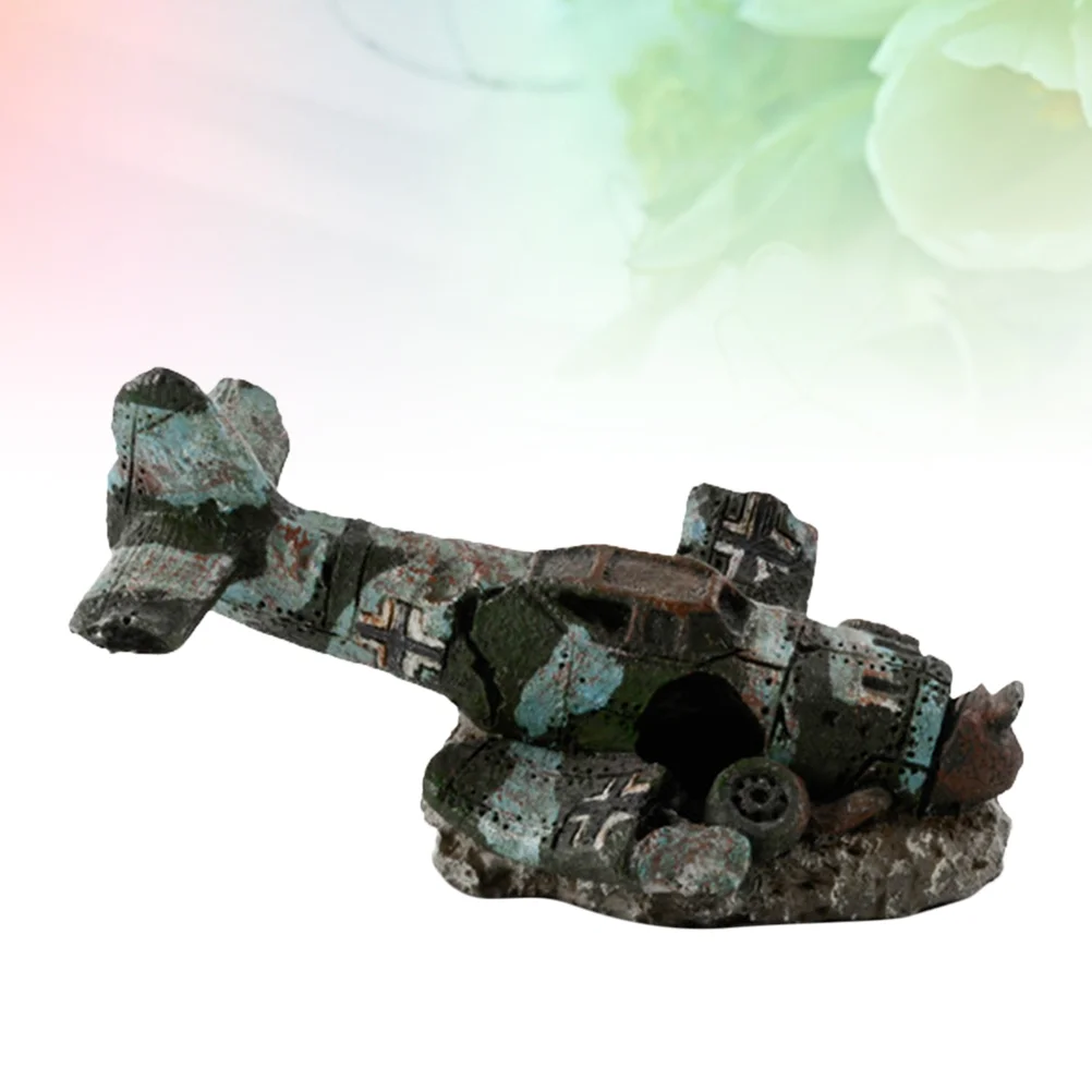 Миниатюрный полимерный самолёт для аквариума искусственный самолет украшение