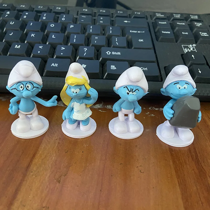 Фигурка Диснея из мультфильма Smurfs аниме модель ПВХ игрушки милый синий дух
