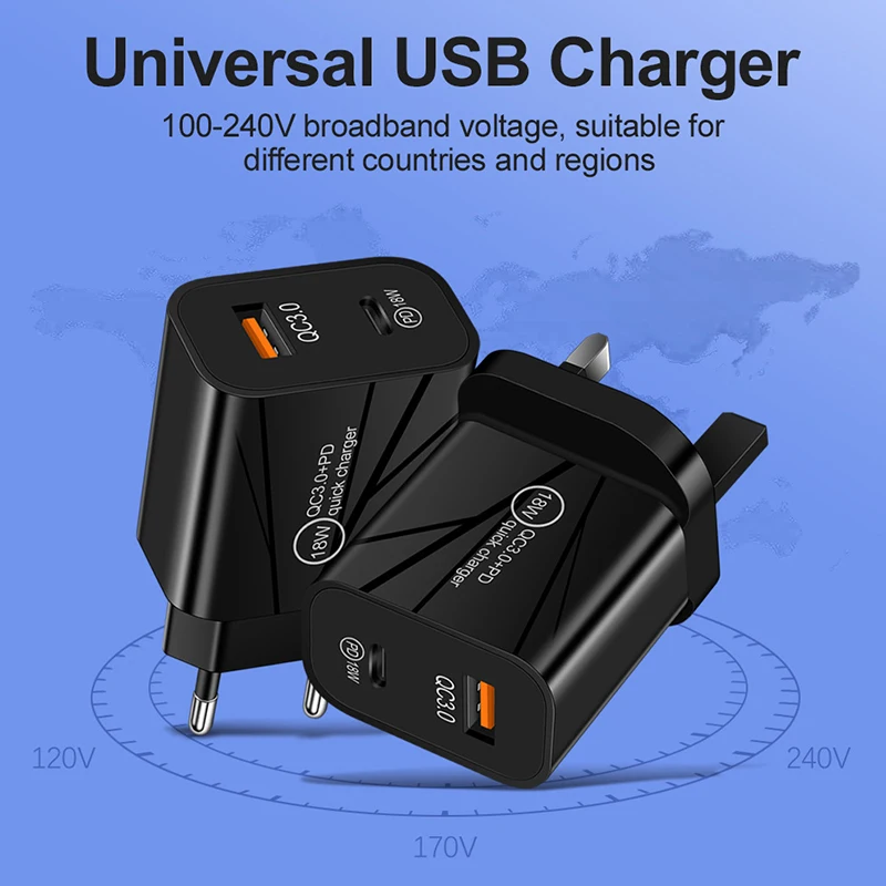 PD USB-C Fast Charging QC 3.0 Quick Charger 4.0 PD3.0 USB Type C for iPhone 13 12 Pro Max Macbook iPad Wall Charge Adapter Cable |