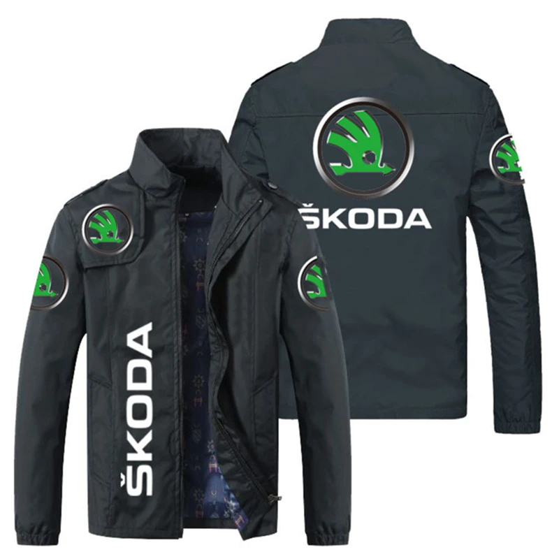 

2023 New Men Jackets Brp SKODA Logo Print Zipper Jacket High Street Baseball Jacket Men Windcheater Motorcycle Jacket