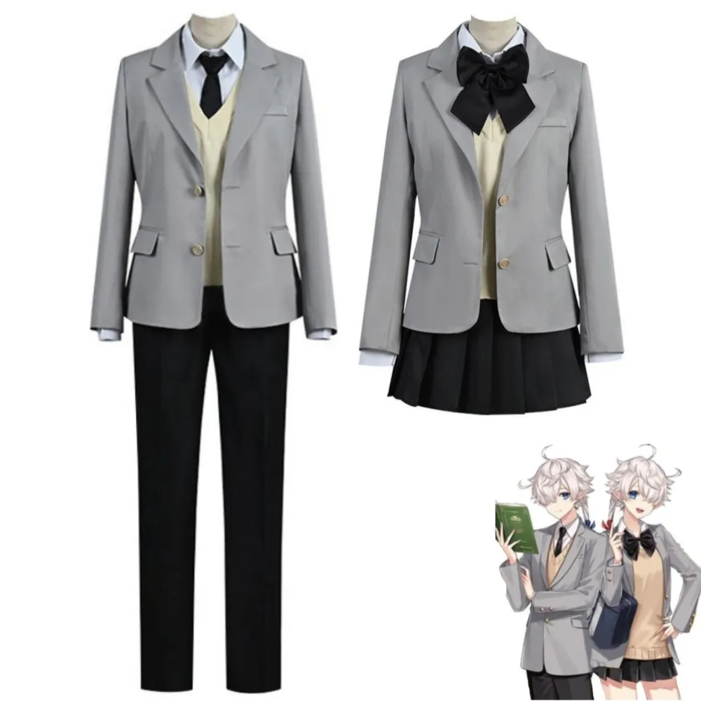 

Game Anime Final Fantasy XIV FF14 Alisaie Leveilleur Alphinaud Leveilleur Cosplay Costume School Uniform Hallowen Grey Suit