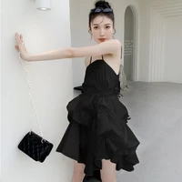 2022 new dress for girl irregular bow sweet princess skirt summer designsensual temperament casual girls suspender dresses