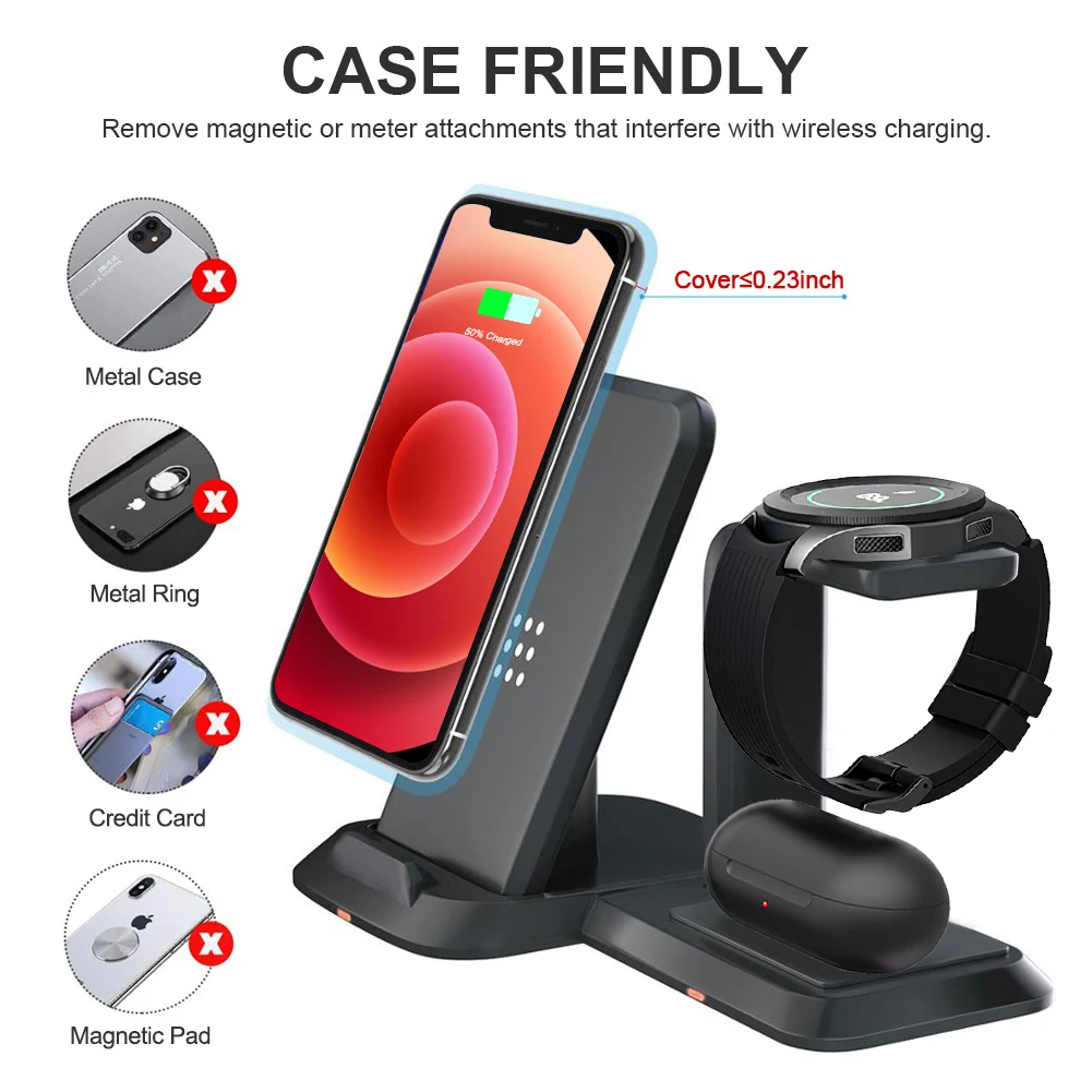 3 in 1 Wireless Charger Dock Station for Samsung S22 Ultra S21 S20 S10 Note 20 10 9 Wireless Chargers for Samsung Galaxy Watch 4