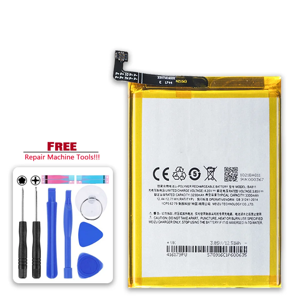 

Battery BA811 3230mAh For Meizu Meilan 6T m6T M811H M811Q Mobile Phone Bateira