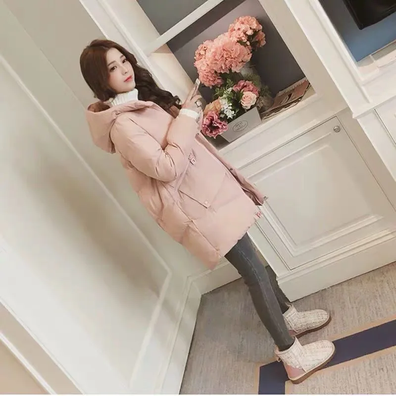 Fashion Hooded Parka Women Winter Female Jackets Solid Cotton Jacket Coat Zipper Casual Girl Thick Outerwear Loose Cotton Padded