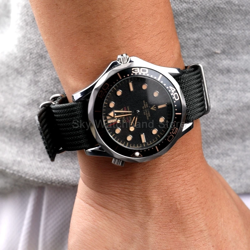 Фото Нейлоновый ремешок для часов Seiko Omega Tudor Seagull Casio, черный, армейский, зеленый, коричневый, красный, застежка из нержавеющей стали, дышащая, устойчивая к разрыву №4