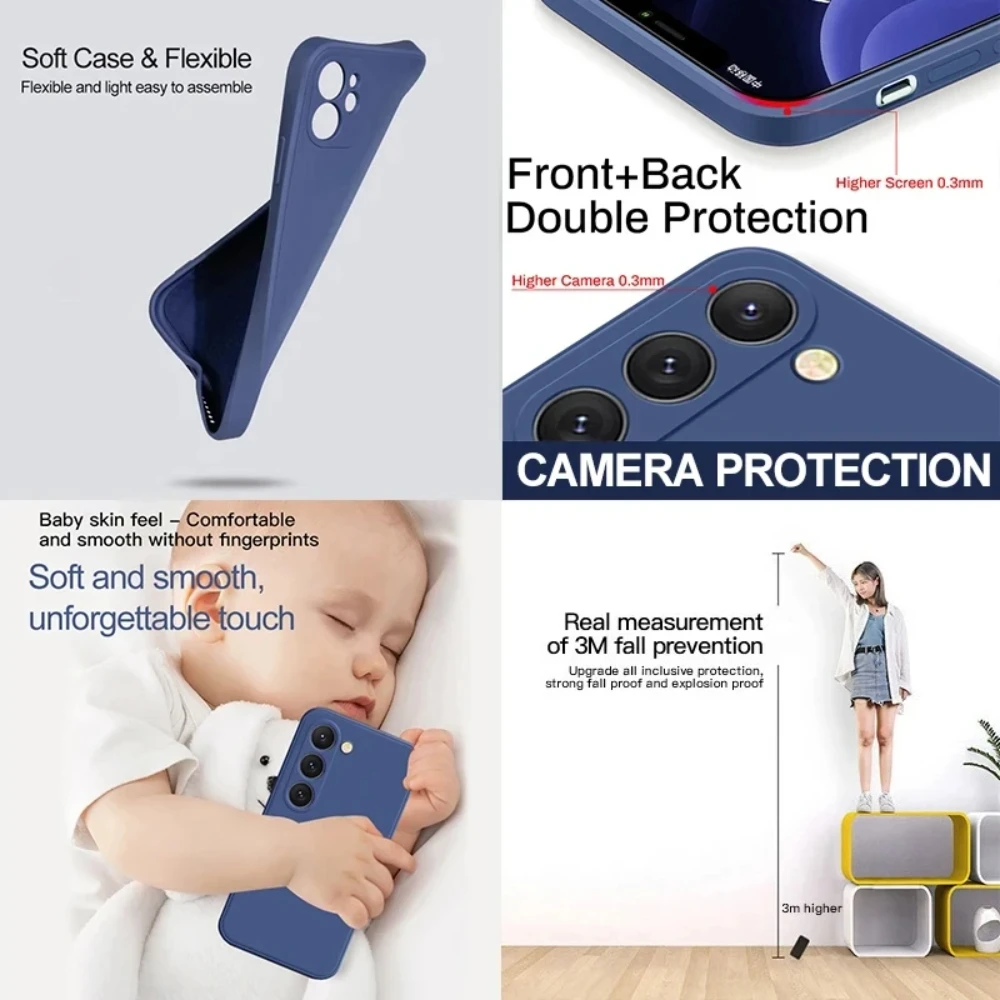 Жидкий силиконовый чехол для Samsung Galaxy S24 S23 S22 S21 S20 FE A21S A31 A33 A53 A54 A71 A72 A73