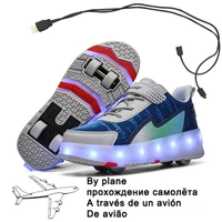 new design boys girls sneakers with wheels usb charging sports trainers children four wheels luminous roller skate shoes