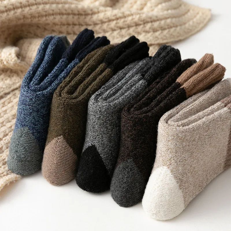 5Pairs/Lot Winter Thicken Wool Socks Men's High Quality Towel Keep Warm Couple Sock Cotton Floor Socks for Male Thermal 38-45