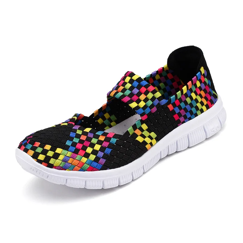 Summer Women Shoes Lady Hand Made Flats Sneakers Breathable Lightweight Women Flat Shoes Manual Woven Shallow Women Casual Shoes