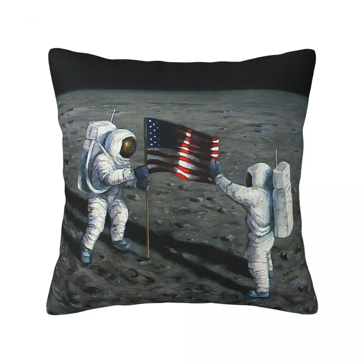

4th Of July Astronauts Pillow Case Deploying The Flag Hugging Zipper Pillowcase Summer Vintage Polyester Cover