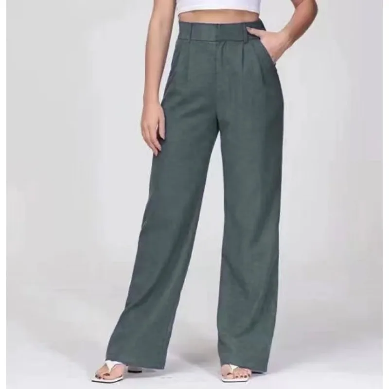 

Office Pants Autumn High Waist Wide Leg Pants with Belt Wide Leg Pants Street Work Trousers Pocket Joggers Pantalon 28425