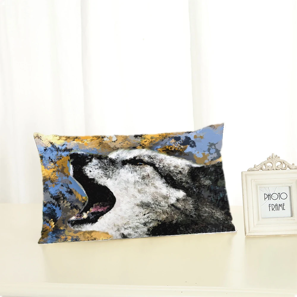 

Animal Wolf Nordic Short Plush Pillow Case Polyester Decorative Throw Pillow Cover Rectangular