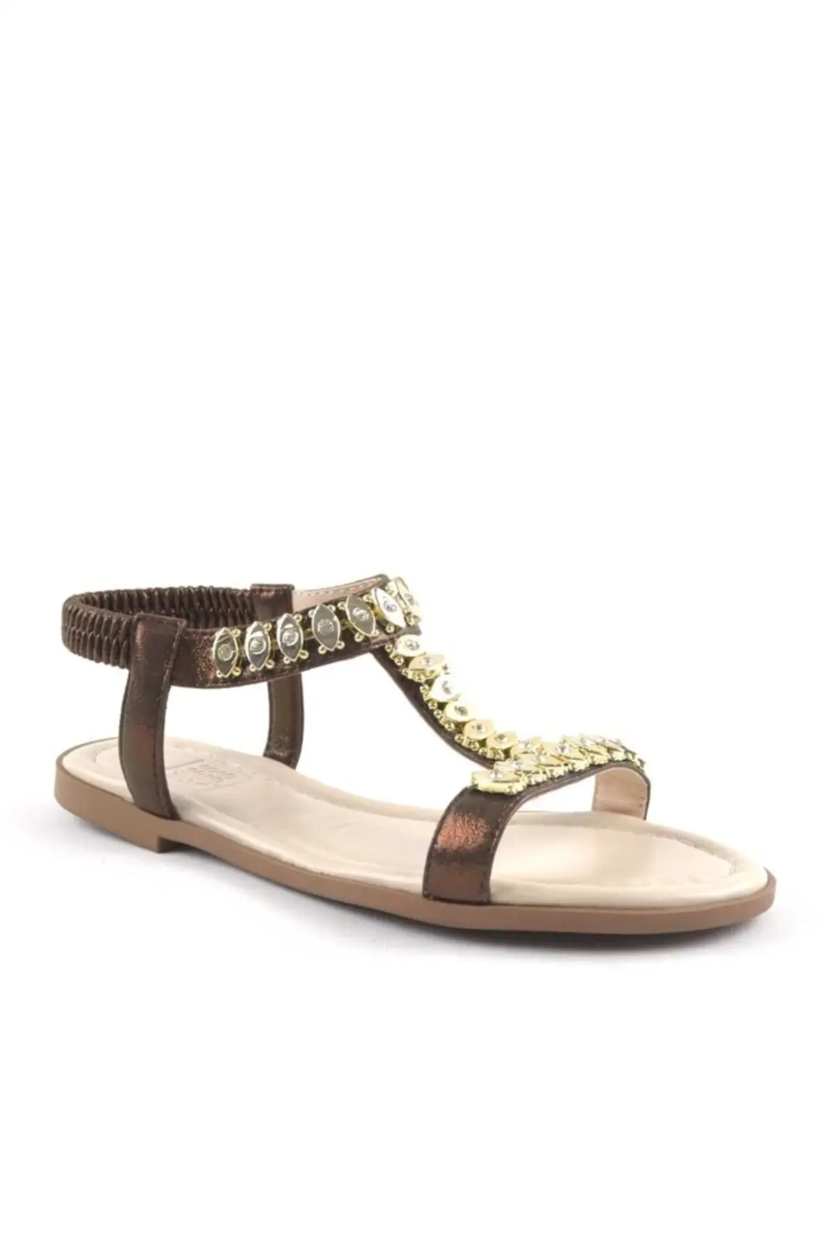 

Сандалии женские с коричневым камнем, эластичные, дышащие, повседневные