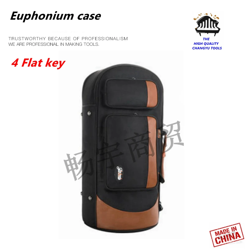 

4 Flat key Thickening portable box bag Euphonium tenor horn Baritone case Tenor saxhorn Double backpack