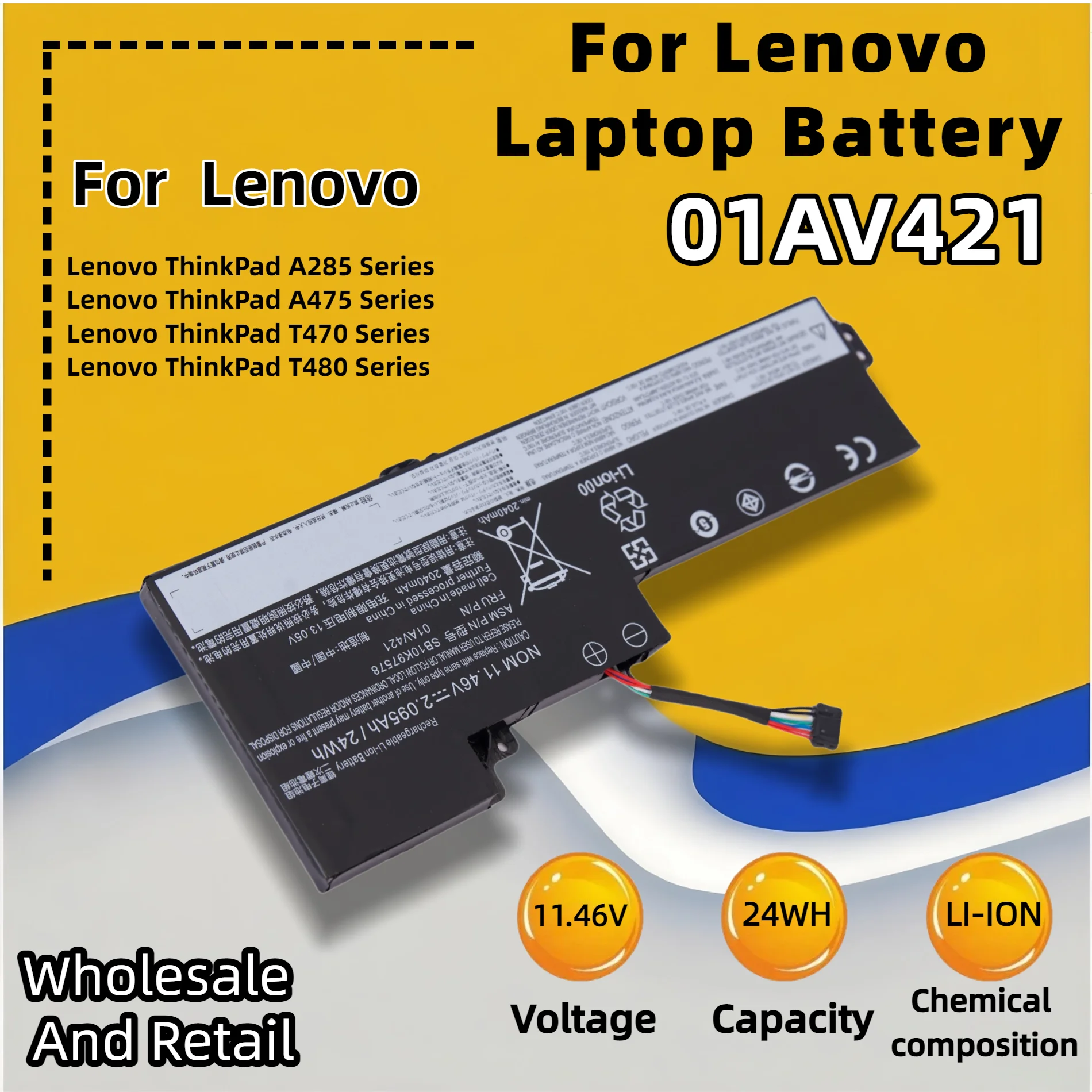 Фото Аккумулятор FRLESUI 01AV421 01AV420 для Lenovo ThinkPad T470 T480 A485 TP25 01AV419 01AV489 SB10K97576 SB10K97578 01AV425 01AV427 №2