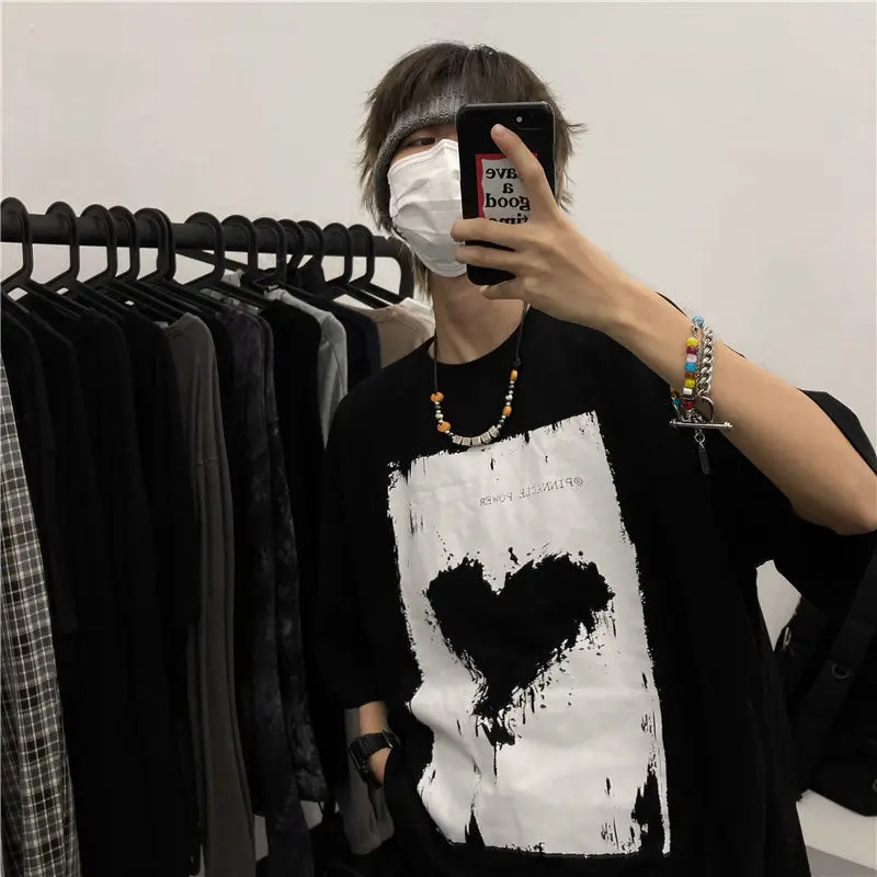 

Oversized T-shirt Women Summer Short Sleeve Love Print Clothes High Street Retro Hip Hop Harajuku Gothic Clothes T Shirt Women