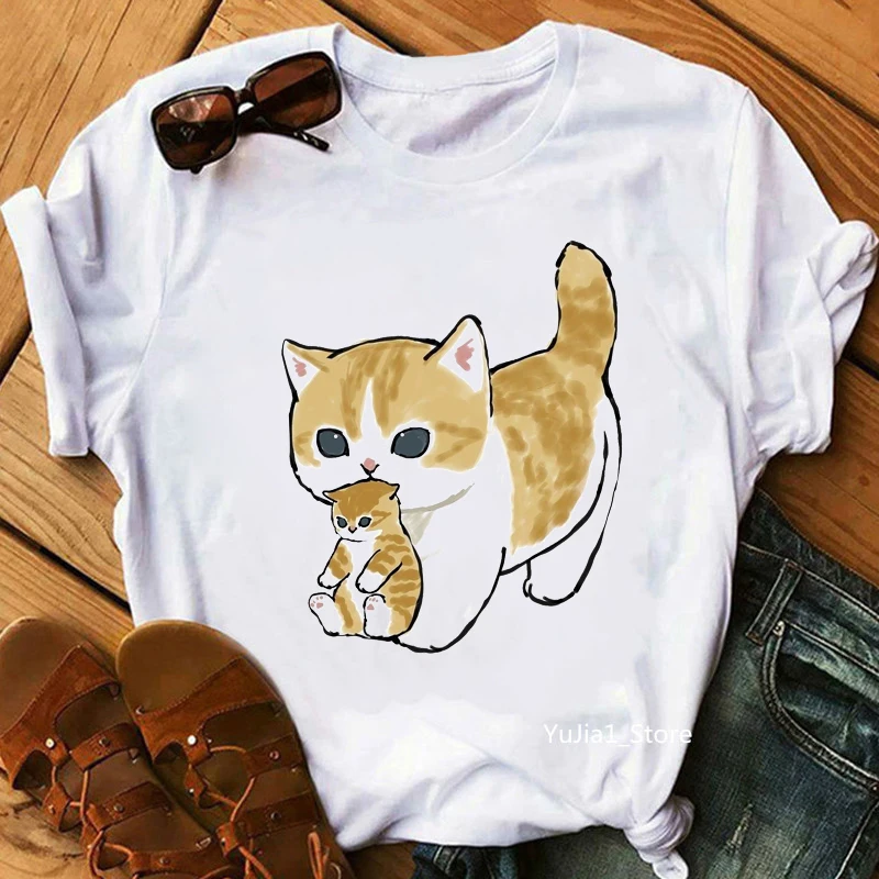 

Kawaii Women'S Clothing Funny Cat Nurse Print T-Shirt Femme Summer Fashion Tops Tee Shirt Female Harajuku Shirt White Tshirt
