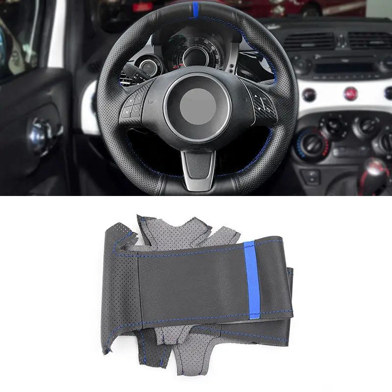 Для Fiat 500 500C 2013-2015 Abarth 595 595C 2009-2016 кожаный чехол на руль автомобиля с ручной