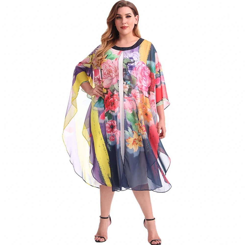 

3XL 4XL Plus Size Dresses For Women's Clothing Office Lady Dress Print Dashiki Ladies Ankara Dress Big Large Size Oversize