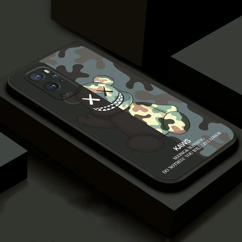 

Fashion Violent Bear Phone Case For OnePlus 9 8 7 Pro 9R 8T 7T Pro 6 Square Liquid Silicone Cover Shockproof Back Case Bumper
