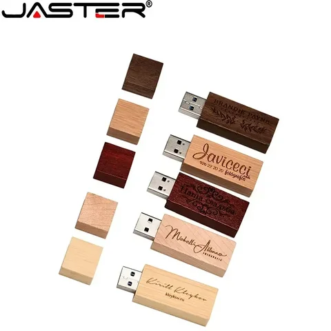 JASTER 30 шт./лот деревянные флэш-накопители USB 2.0 128 ГБ бесплатный логотип 64 ГБ флэш-накопитель с коробкой Memory Stick 32 ГБ 16 ГБ бизнес-подарок U-диск