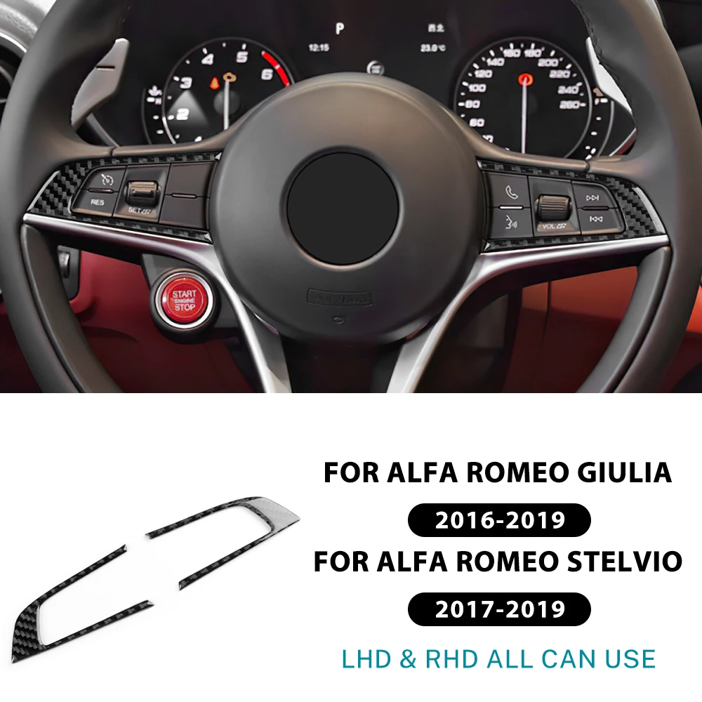 

Настоящая мягкая наклейка из углеродного волокна для Alfa Romeo Giulia 952 Stelvio 949 2017 2018 2019, LHD RHD, кнопка рулевого колеса, рамка, отделка