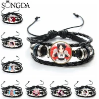 anime kaguya sama love is war multilayer leather bracelet shinomiya kaguya fujiwara chika glass cabochon wristbands jewelry