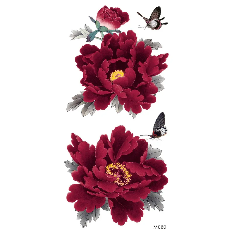 

Реалистичная бабочка с цветами, искусственные татуировки, наклейки для женщин и девочек, Временные татуировки, водостойкая татуировка, бод...