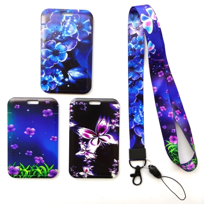 

Flower Pattern Office Worker Neck Lanyard ID Badge Holder for ID Card Key Wallet for Teens Nurse Teacher Badge Holder