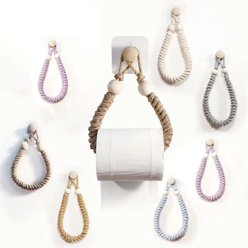 

Towel Rack Bathroom Multifunctional Decoration Home Hemp Rope Paper Holder DIY Wall-mounted