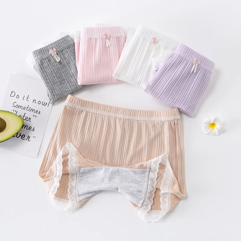 

Новинка 2023, однотонное кружевное нижнее белье для девушек, мягкие эластичные леггинсы из модала, тонкие трусы для девушек, короткие брюки