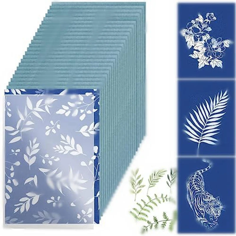 

30 Sheets Blue Cyanotype Paper Sun Art Paper Kit, Solar Drawing Paper Nature Printing Paper For Kids Adults Arts Crafts