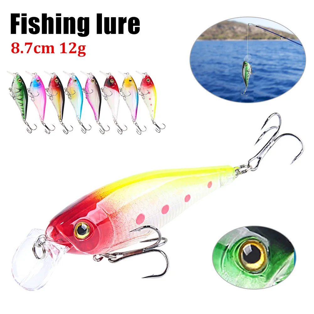 

Fishing Lure Crankbait Pike Bait Minnow 8.7cm 12g Diving Wobblers Swimbait with 2 Trebles for Freshwater Fishing Accessories