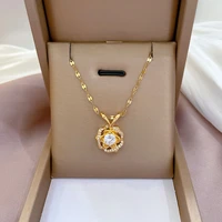 gold necklace for women zircon luxury flower titanium clavicle necklace new trending products 2022 mothers day gift jewelry