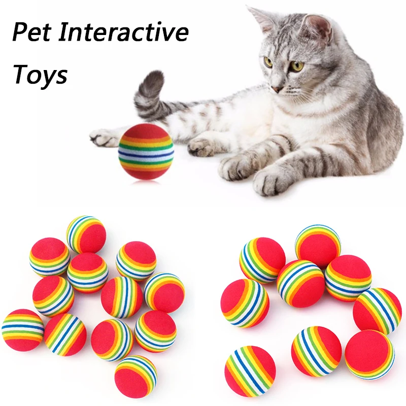 

Colorful Cat Toy Ball Interactive Cat Toys Play Chewing Rattle Scratch Natural Foam Ball Training Pet Supplies Cat Toys