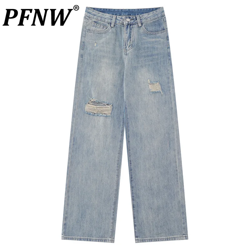 

Мужские прямые джинсы PFNW, винтажные повседневные брюки с высокой талией, свободного покроя, в стиле High Street, Y2k, весна-осень, 28A3214