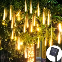 3050cm 8 tubes led meteor shower solar string lights fairy garden decor outdoor christmas tree decoration street garland lamp