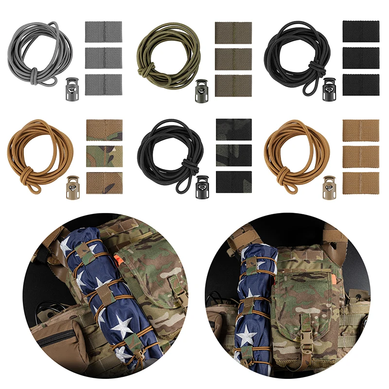 

Tactical Old Glory Flag Bungee Elastic Fastener Strap Shock Cord Retention Webbing Loop Cord Lock Secure Attachment