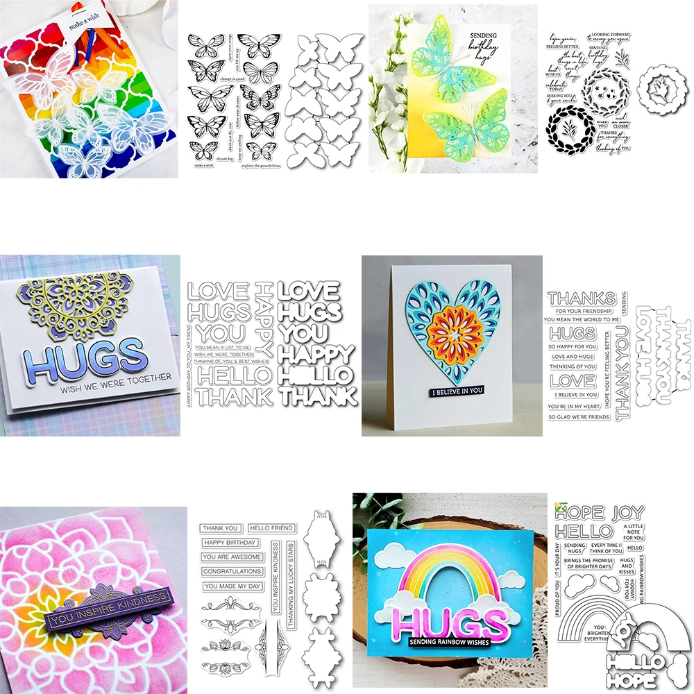 Вырубные штампы в виде бабочек ярких надписей Радужный штамп для скрапбукинга