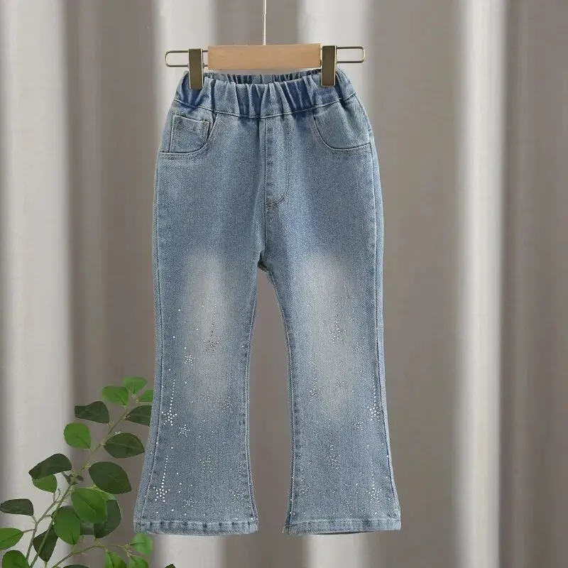 Джинсы для маленьких девочек на весну/лето Детские повседневные эластичные