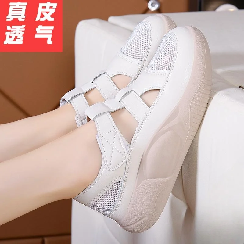 

Women Fashion Casual Shoes White Sneakers Mesh Breathable Walking Shoe Hollow Out Heightening Platform Shoes Zapatillas De Mujer