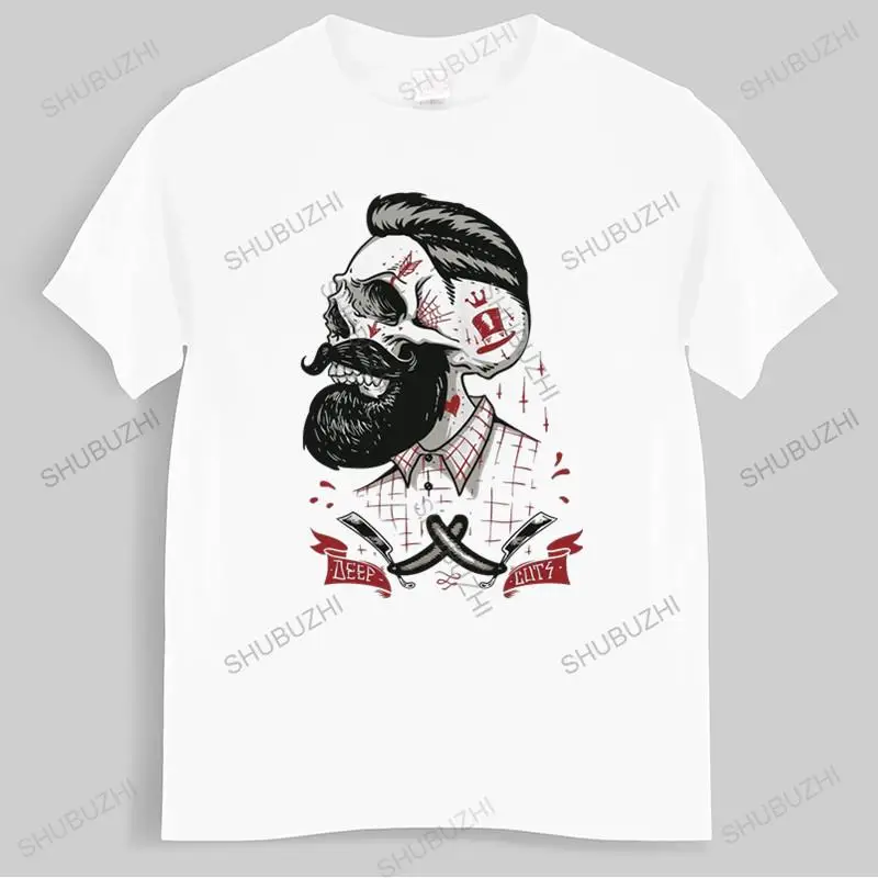 

Men o-neck tshirt fashion brand t-shirt black new Mens Deep Cuts Hipster T-Shirt Barber Shop Barbers Tattoo Beard V43 euro size