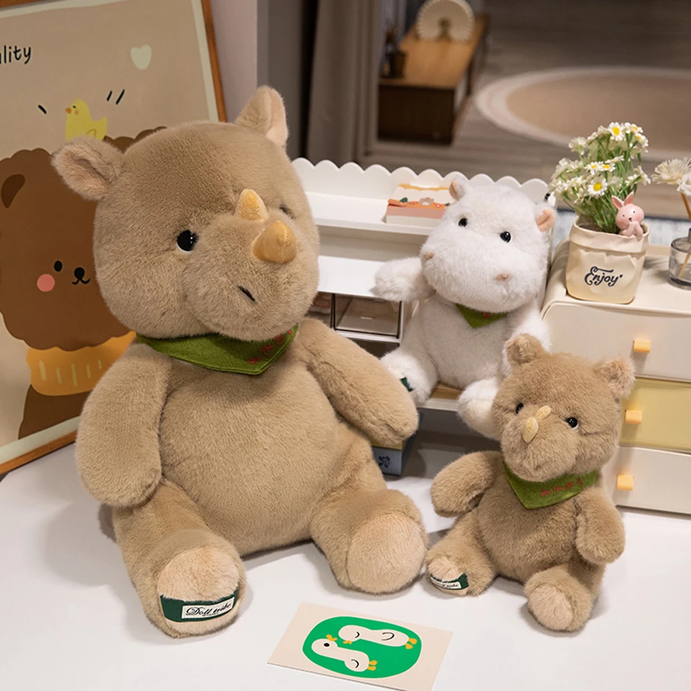 25 см 35 пушистые дикие животные носорог мягкие игрушки Kawaii бегемот плюшевые куклы