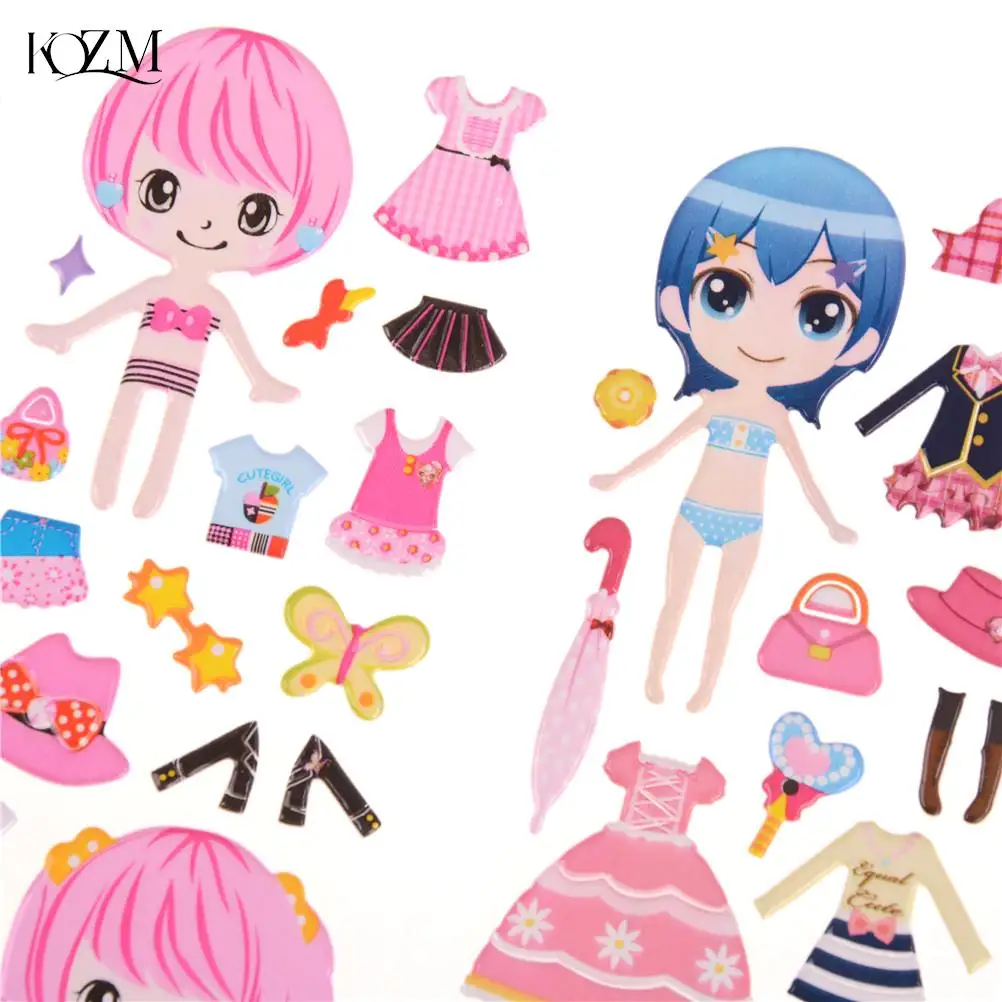 

Funny 5 Sheets Girl Changing Clothes Stickers Kids Dress Up Stickers Cartoon Beauty Dress Up Little Girl Loves PVC Book Stickers