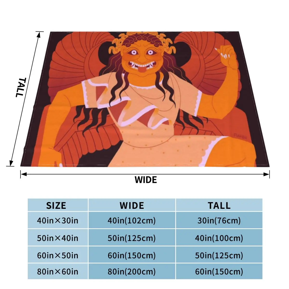 Архаик Горгон - оранжевое одеяло из микрофлиса