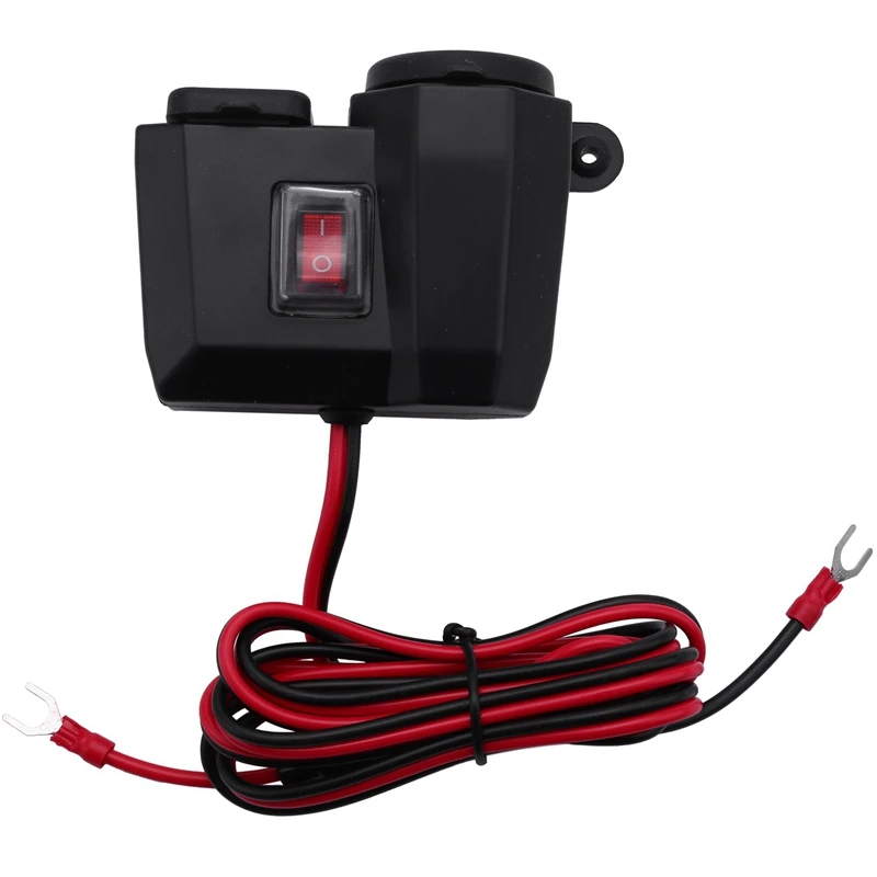 

Waterproof Dual USB Motorcycle Cigarette Lighter Socket Outlet Scooter ATV 12V Adapter Splitter Power Port LED Voltage Display 4