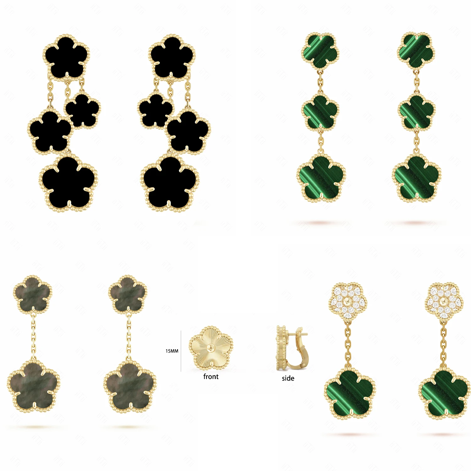 

Lucky Woman Five-Leaf Flower / Four-Leaf Clover Earrings Natural Gem Large Earrings Party Jewelry Free Shipping Drop Shipping