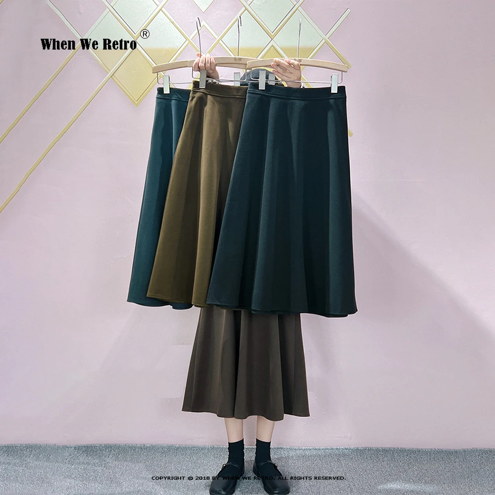 

Шерстяная длинная юбка, модная осенне-зимняя женская Повседневная Теплая юбка миди с высокой талией, женские элегантные трапециевидные юбк...